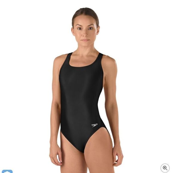 NEW WITH TAGS SPEEDO SOLID SUPER PROBACK ONE PIECE SWIMSUIT IN BLACK - Picture 1 of 7